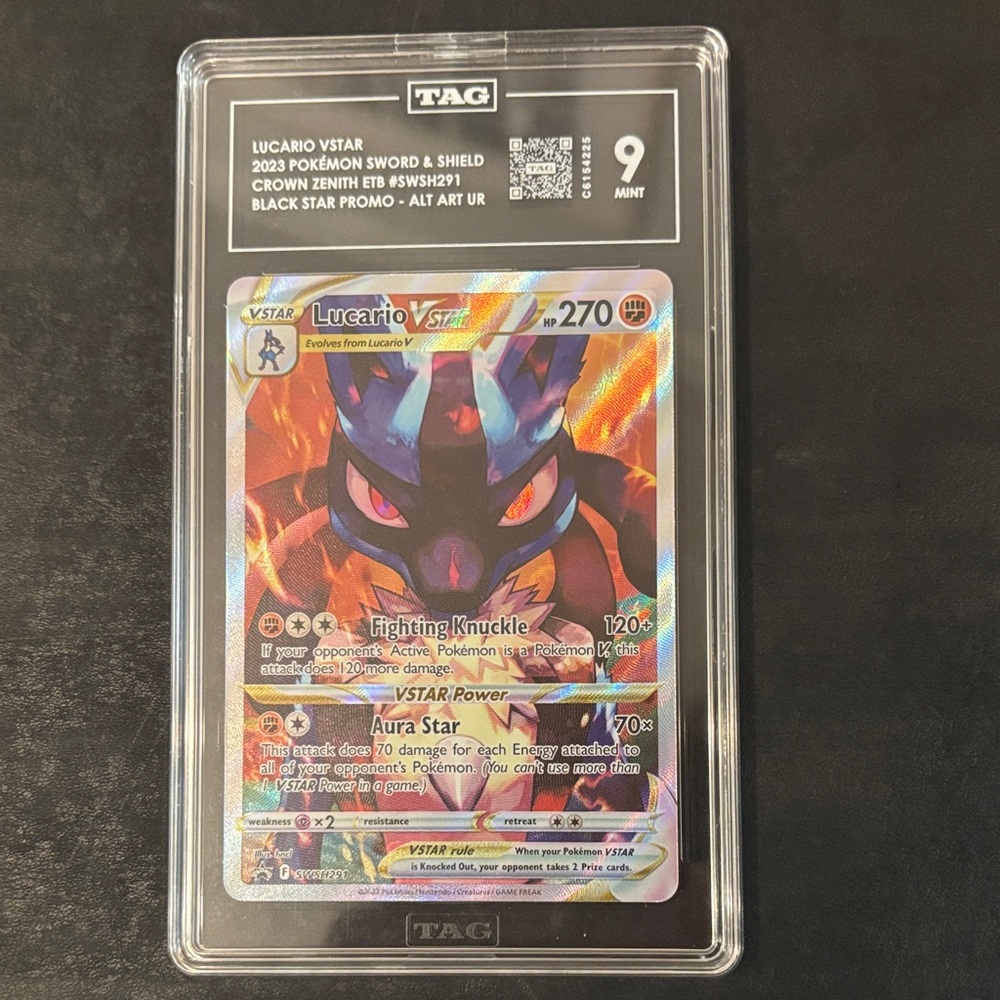 Pokemon Lucario VSTAR Holo Card - Blue, Red, Orange, Purple